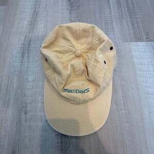 Vintage Mazda 6 Embroidered Logo Hat Tan Made in USA Leather Strapback